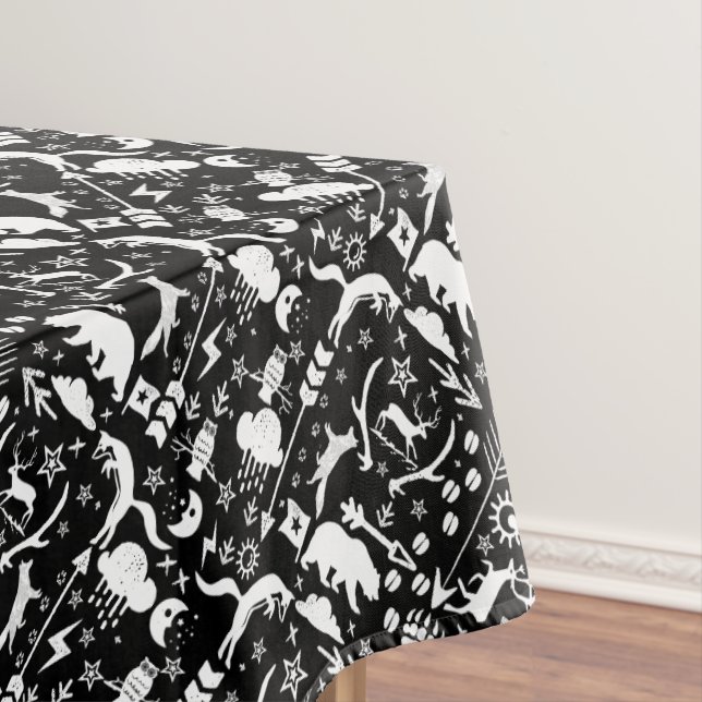 Toalha De Mesa Fox Deer Bear Pattern Cottage Hunting Lodge (Posição Original)