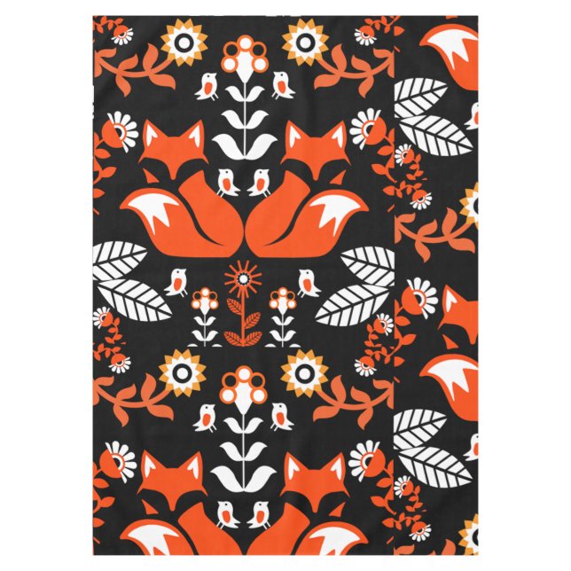 Toalha De Mesa Fox Nordic Scandinavian Folart Tablecloth (Frente)