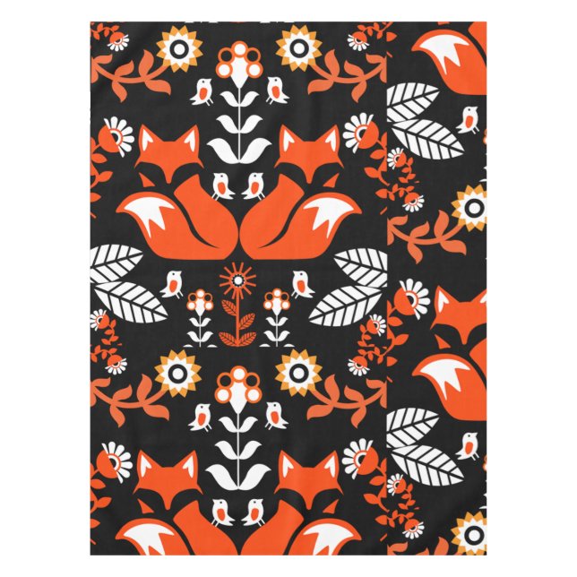 Toalha De Mesa Fox Nordic Scandinavian Folart Tablecloth (Frente)