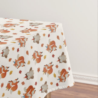 Toalha De Mesa Foxes e Coruja Floresta Outono Aniversário Infanti