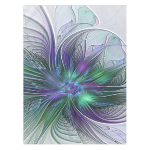 Toalha De Mesa Fractal Abstrato de Arte Verde Roxo