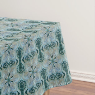 Toalha De Mesa Fractal Azul Flor Azul De Prata abstrato Teal