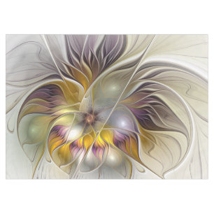 Toalha De Mesa Fractal moderno da flor colorida abstrata da