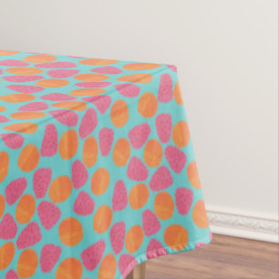 Toalha De Mesa Framboesas Tangerinas de Turquesa Brilhante Blue