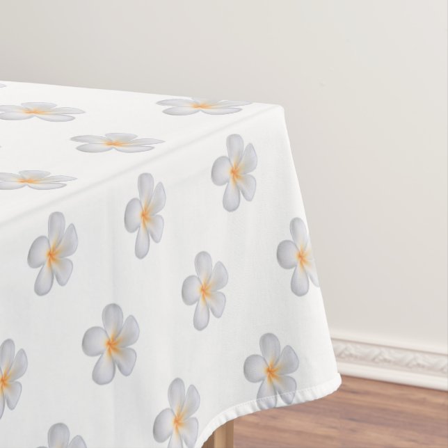 Toalha De Mesa Frangipani Flores de Plumeria em Branco (Posição Original)
