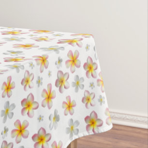 Toalha De Mesa Frangipani Flores de Plumeria Rosa e Branco sobre