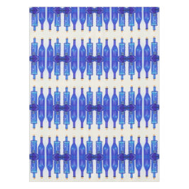 Toalha De Mesa Frascos De Vidro Azul, Cortados