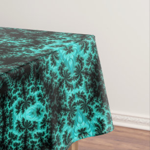 Toalha De Mesa Fratura simétrica verde-abstrato preto