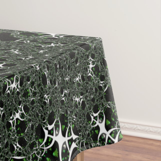 Toalha De Mesa Fratural branco imperfeito no espaço negro, tricot (Posição Original)