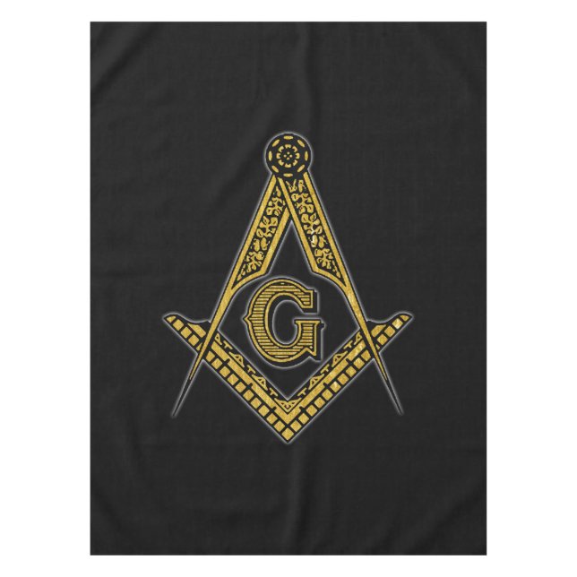Toalha De Mesa Freemason (preto & ouro) (Frente)