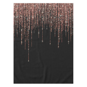 Toalha De Mesa Frente Brilhante Dourada cintilante Rosa preto de