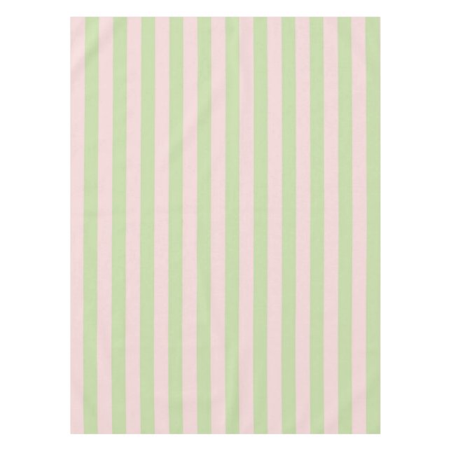 Toalha De Mesa Fresh Boho Pink & Green Stripes Spring & Summer  (Frente)