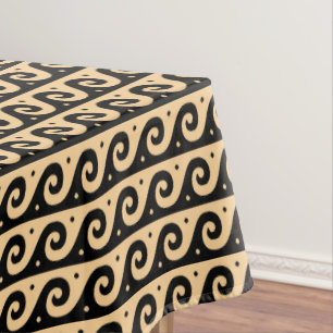 Toalha De Mesa Fret Grego, Padrão de Onda Mediterrânica, Castanho