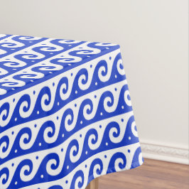 Toalha De Mesa Frete Grego, Padrão de Onda Mediterrânica, Azul