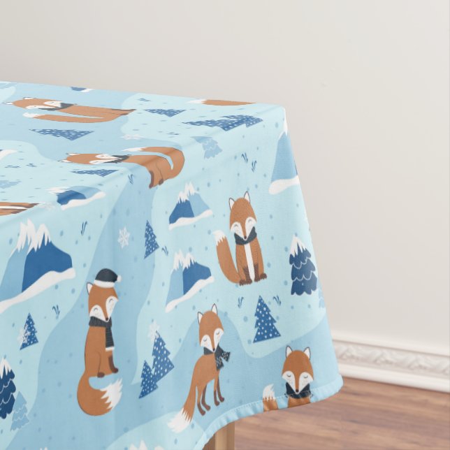 Toalha De Mesa Frosty Winter Foxes (Posição Original)