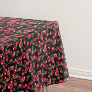 Toalha De Mesa Fruta de cereja a preto
