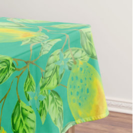 Toalha De Mesa Fruta de limão, cor de turquesa amarela