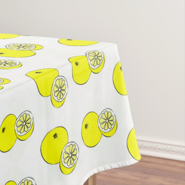 Toalha De Mesa Frutas amarelas de limão em branco (Posição Original)