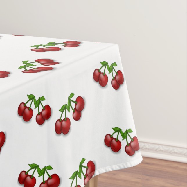 Toalha De Mesa Frutas da cereja no branco (Posição Original)