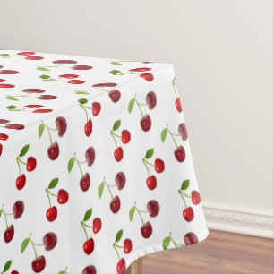 Toalha De Mesa Frutas de Cereja em Branco