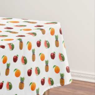 Toalha De Mesa Frutas Sortidas em Branco