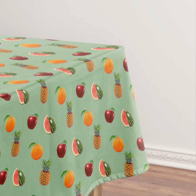 Toalha De Mesa Frutas Sortidas sobre Verde Louro (Posição Original)