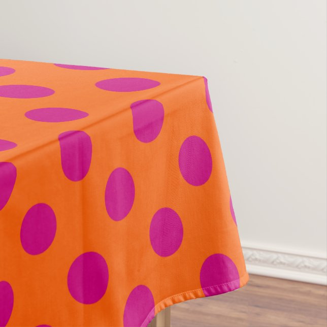 Toalha De Mesa Fuchsia bolinhas em laranja (Posição Original)