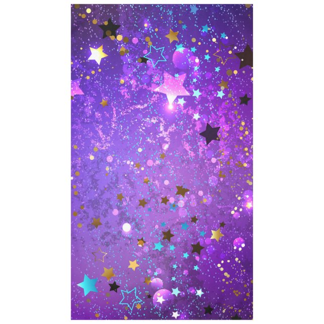 Toalha De Mesa Fundo de folhas roxas com estrelas (Frente)