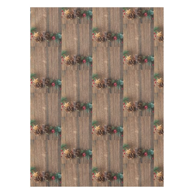 Toalha De Mesa fundo de madeira com pínus (Frente)