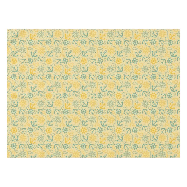 Toalha De Mesa Fundo retro com âncora, cordas (Frente (Horizontal))