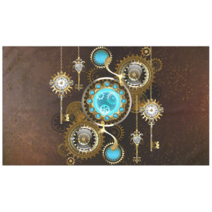 Toalha De Mesa Fundo Rusty Steampunk com Lentes Turquesa