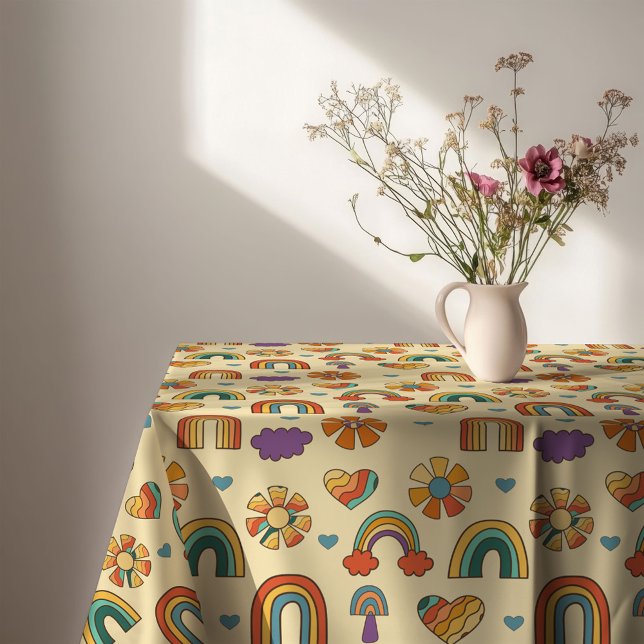 Toalha de Mesa Funky Swirl Groovy 70s Decoração de (Funky Swirl Tablecloth Groovy 70s Dining Decor)