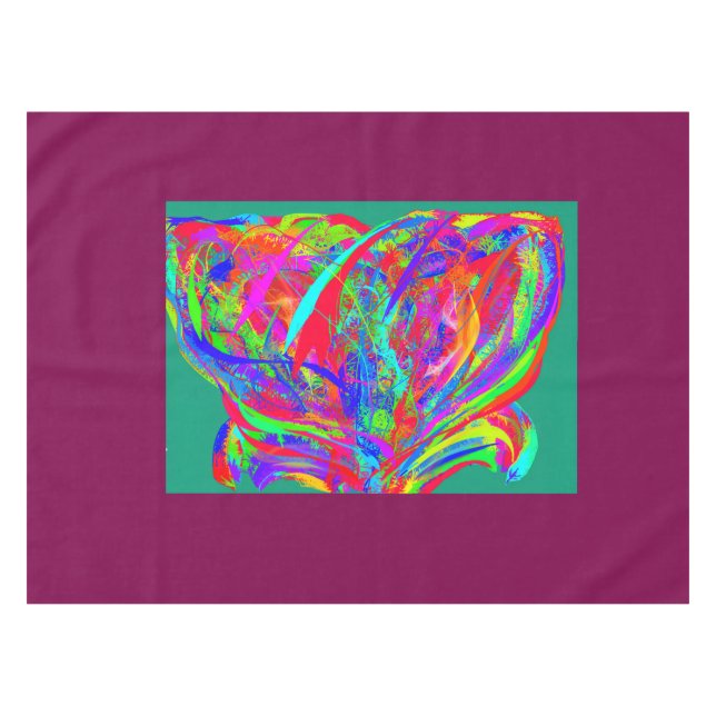 Toalha De Mesa Furry Rainbow Colored Flower (Frente (Horizontal))