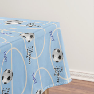 Toalha De Mesa Futebol Azul Creme Jogo Esportivo Festa