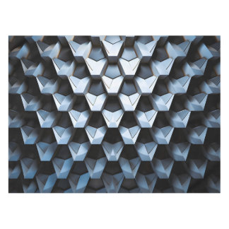 Toalha De Mesa Futurista Abstrato Azul Geométrico Metálico