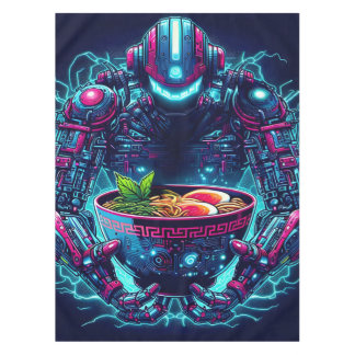 Toalha De Mesa Futuristic Cyberpunk Robot Neon Food Ramen