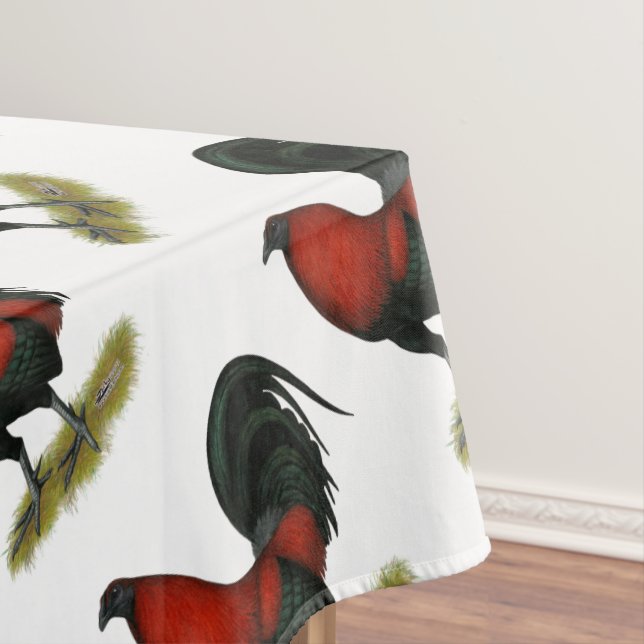 Toalha De Mesa Galo Vermelho Preto de Briga Americano (Posição Original)