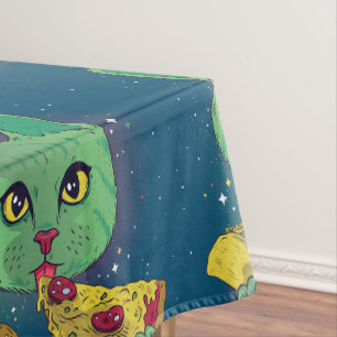 Toalha De Mesa Gato cósmico do espaço do Taco e da pizza