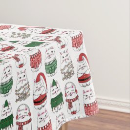 Toalha De Mesa Gato de Natal bonito e engraçado