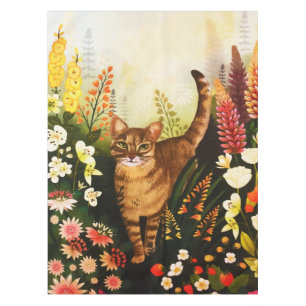 Toalha De Mesa Gato De Vintagem Na Aquarela De Jardim Sangrento