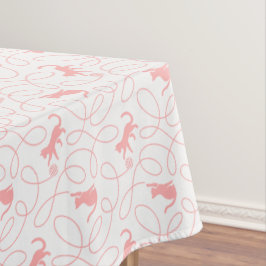 Toalha De Mesa Gato Divertido e Padrão de Bola de Lã Coral Claro 