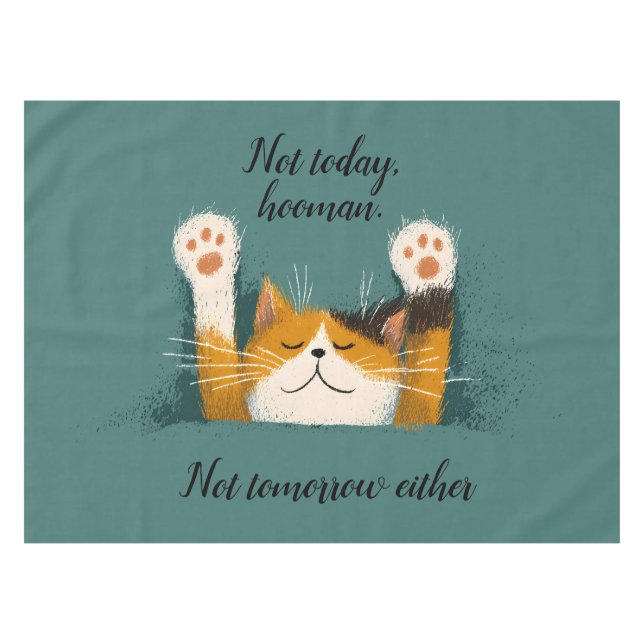 Toalha De Mesa Gato Engraçado Fofo Dormindo (Frente (Horizontal))