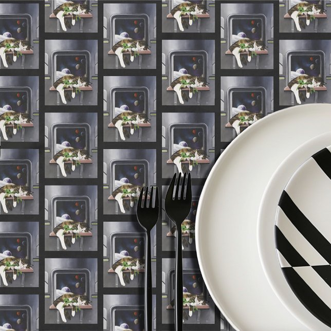 Toalha De Mesa Gato Espacial Ficha Científica Fi (Criador carregado)