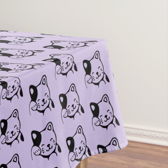 Toalha De Mesa Gato Gatinho Branco e Preto, Alô (Posição Original)