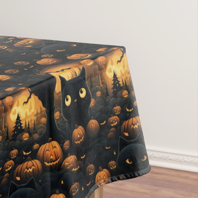 Toalha De Mesa Gato no Abóbora (Posição Original)