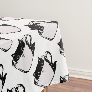 Toalha De Mesa Gato preto com nariz vermelho escondido em um copo
