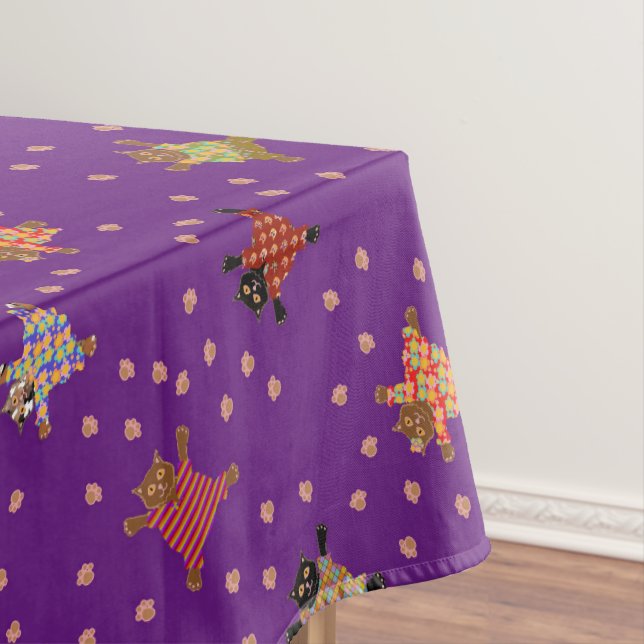 Toalha De Mesa Gatos Bem Vestidos Fazendo Olhinhos para a Lua (Posição Original)