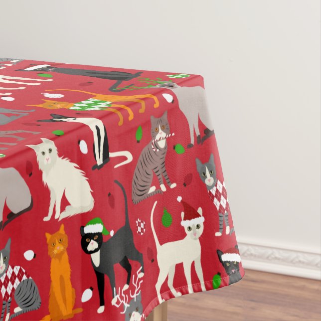 Toalha De Mesa Gatos de Natal (Posição Original)