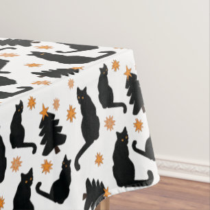 Toalha De Mesa Gatos Pretos E Árvores De Natal