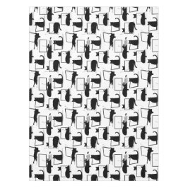 Toalha De Mesa Gatos Pretos Sentados no Padrão de Laptop